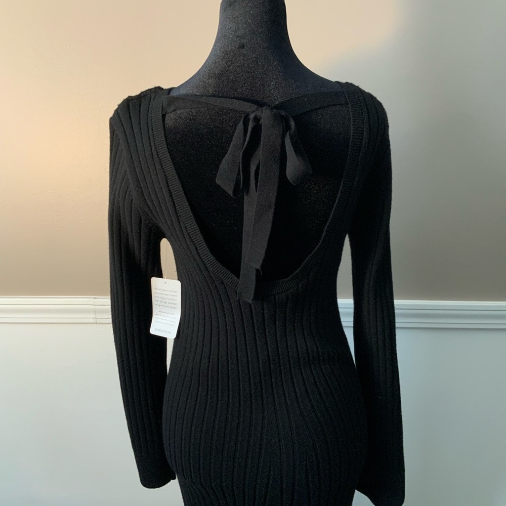 WAYF dede&emily BFF collection Elegant Black Ribbed Backless Dress